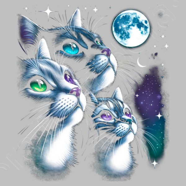 Gatos a La Luz de la Luna Llena Gatitos