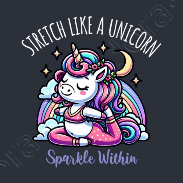 Lindo unicornio haciendo yoga
