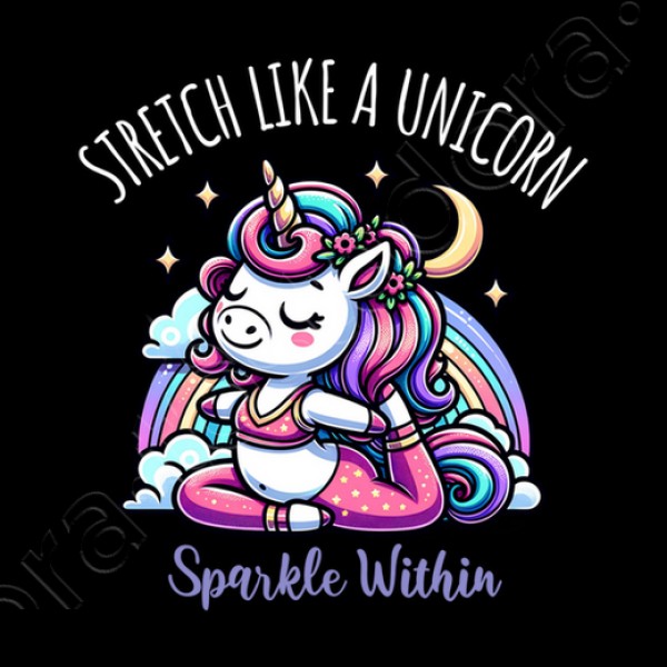 Lindo unicornio haciendo yoga