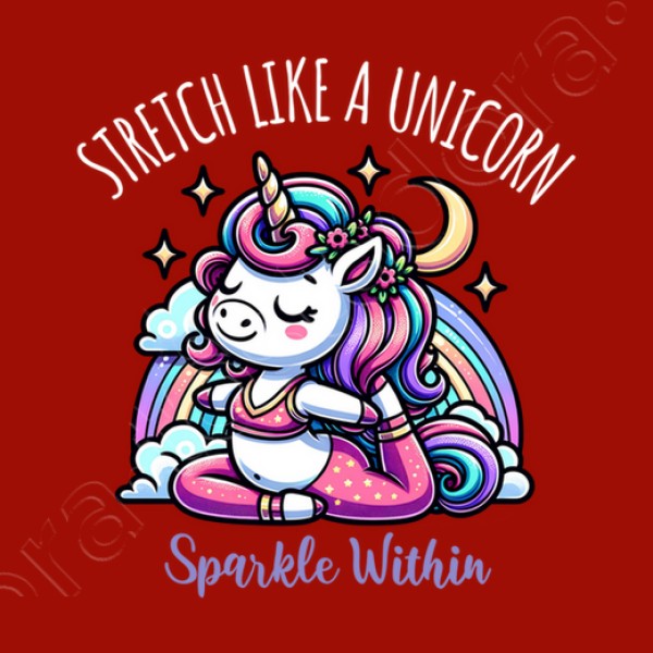 Lindo unicornio haciendo yoga