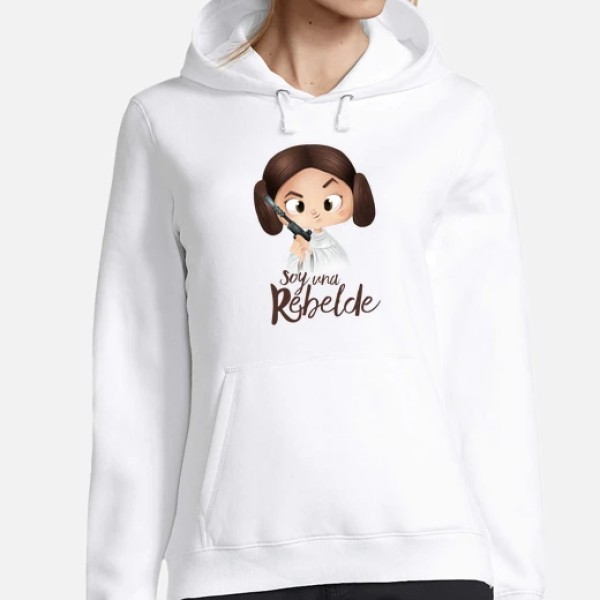 Rebelde-Mujer, jersey con capucha, blanco