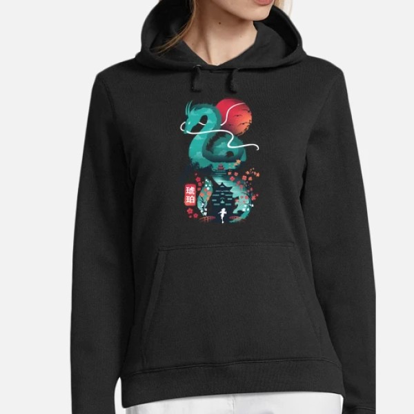 Mujer, jersey con capucha, negro