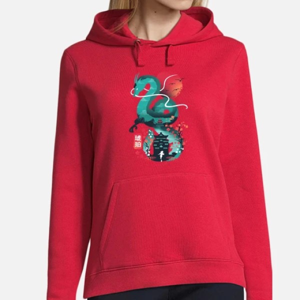 Mujer, jersey con capucha, negro