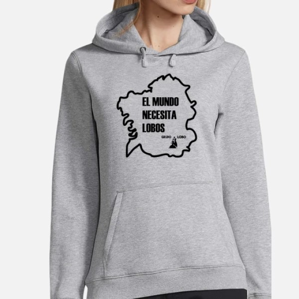 El mundo necesita lobos. Sudadera mujer capucha