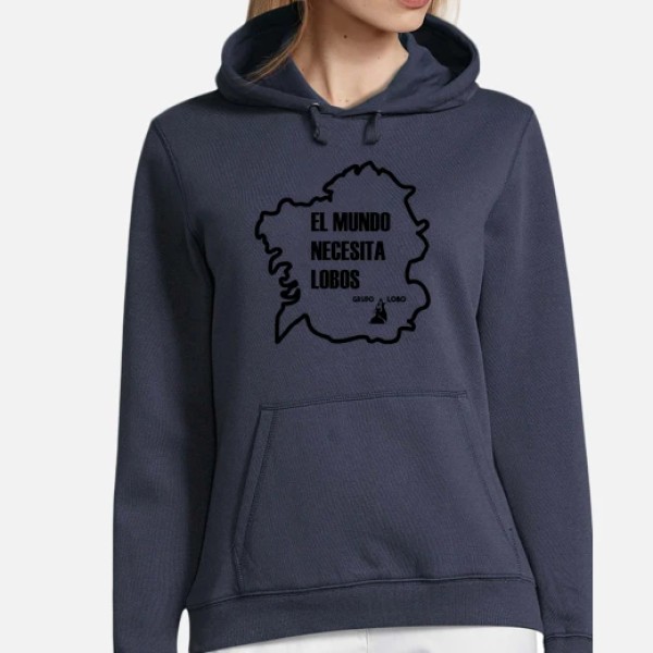 El mundo necesita lobos. Sudadera mujer capucha