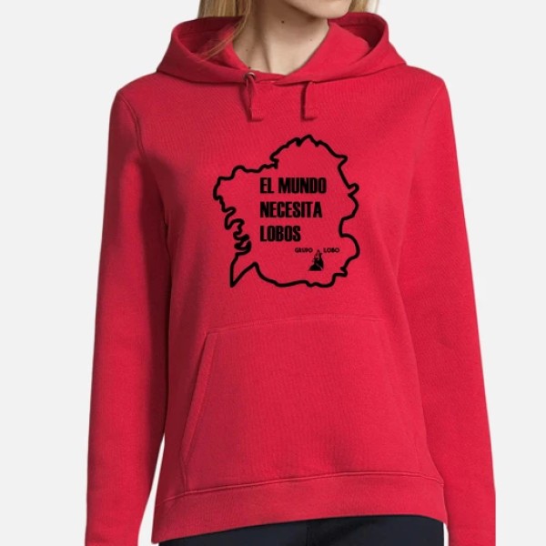 El mundo necesita lobos. Sudadera mujer capucha