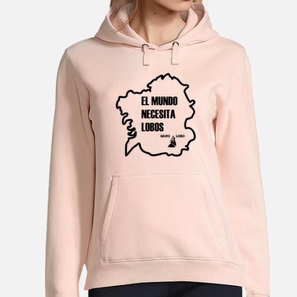 El mundo necesita lobos. Sudadera mujer capucha
